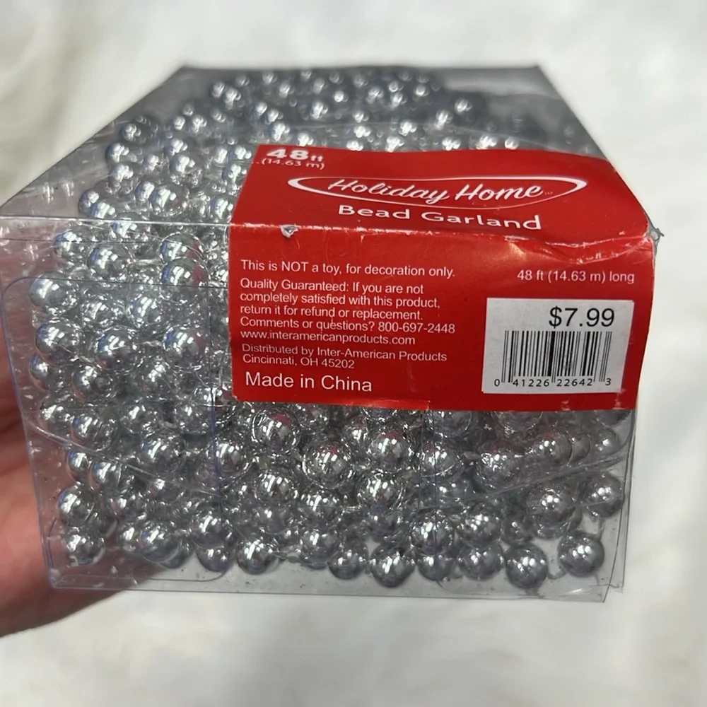 Silver Holiday Garland with Shiny Beads